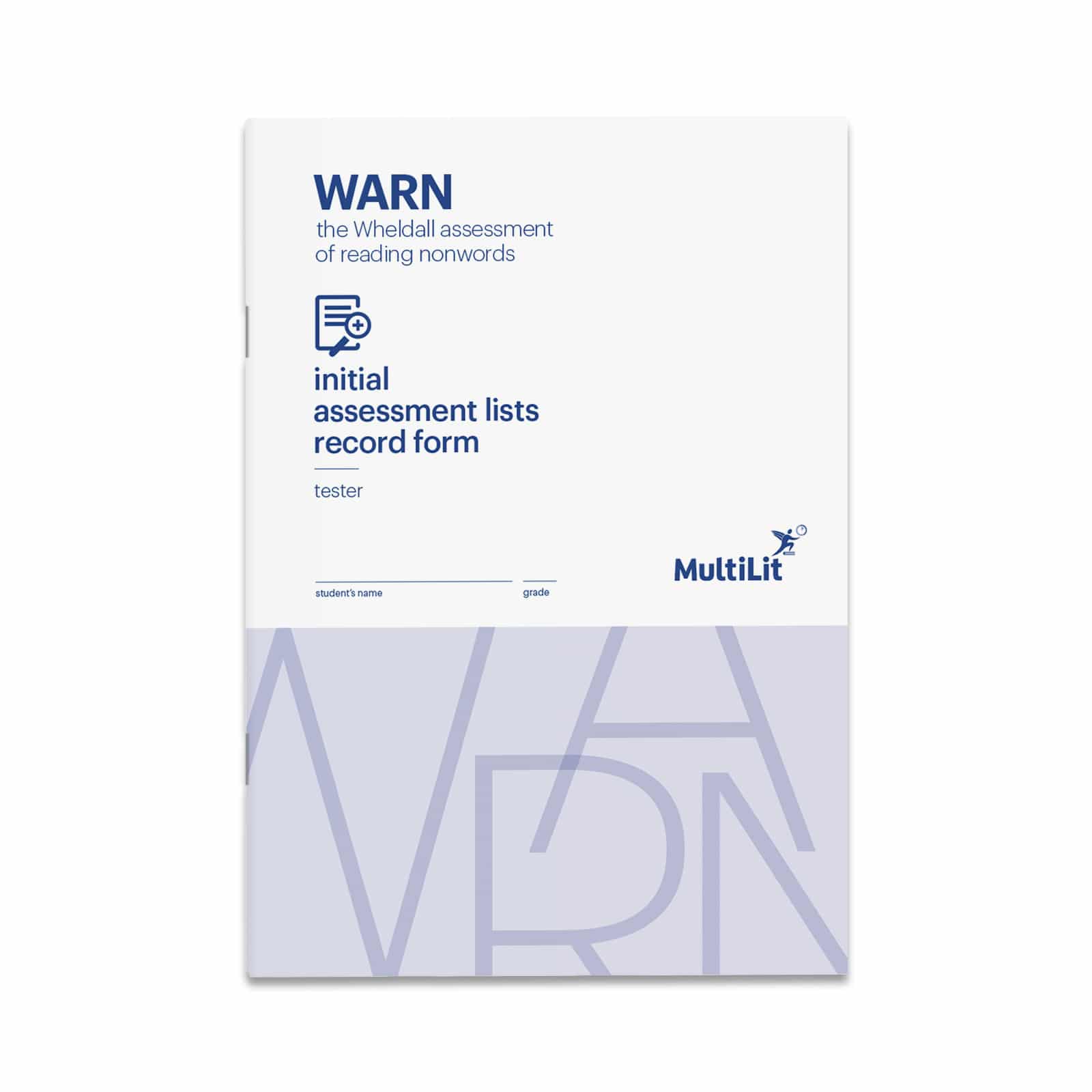 WARN Initial Assessment Record Forms Pack (30 copies)